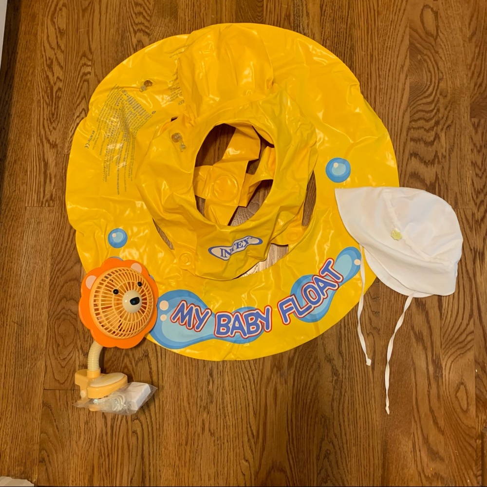 Swim for baby.  Bonnet, fan & floating seat